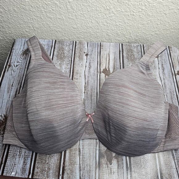 Cacique lightly lined full coverage bra with lace trim taupe Plus Size 40DD - Picture 1 of 6